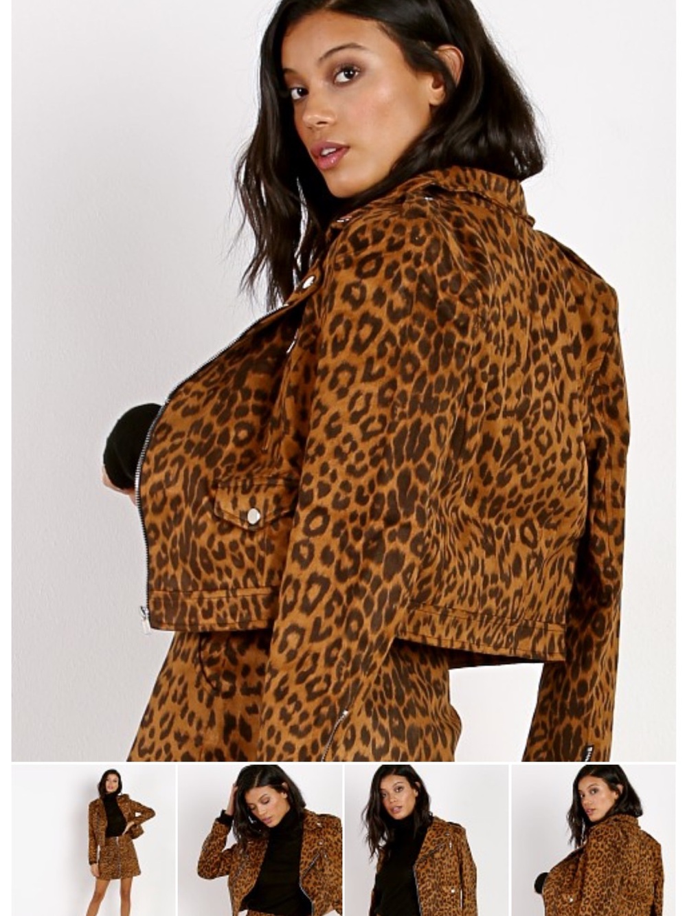 WYLDR Real Love Leopard Faux Suede Biker Moto Jacket M